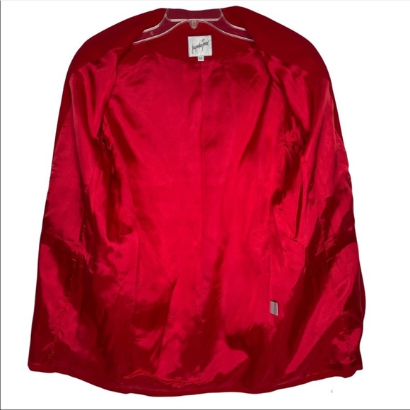 Jacqueline Ferrar Red Blazer Lined Front Button Faux Front Pockets Size 10 - Picture 3 of 9